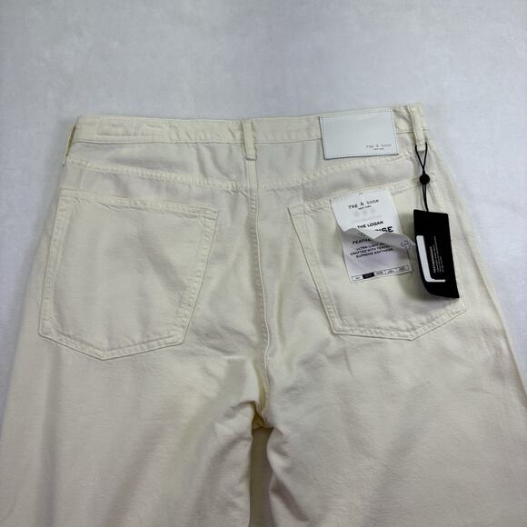 rag & bone Featherweight Logan Wide Leg Mid Rise Denim Jeans Ecru Size 32 - Picture 9 of 16